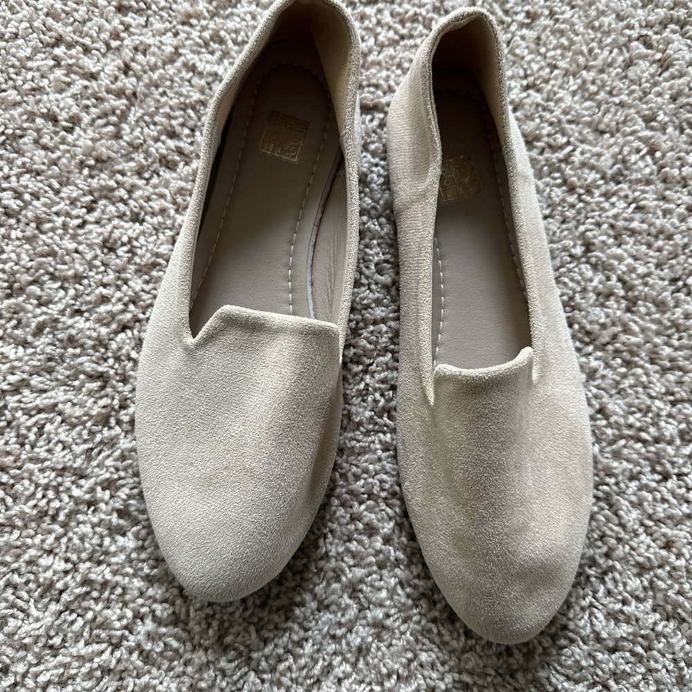 Cream Suede Flats with Minimalist Design
